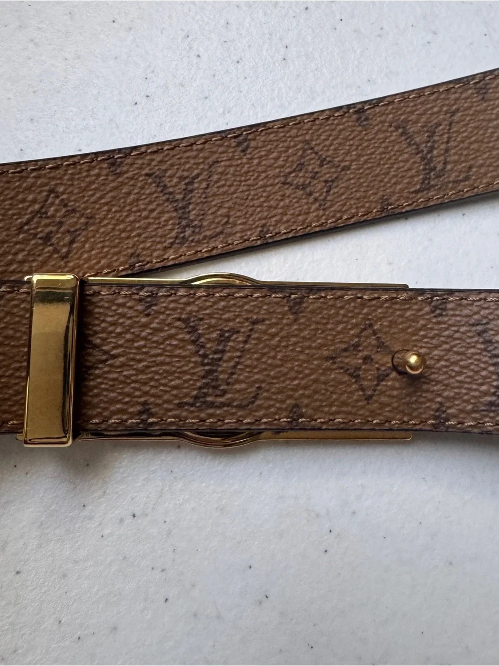 Louis Vuitton Dauphine MO203 Women Reversible Monogram Belt Brown/Black Sz 80/32